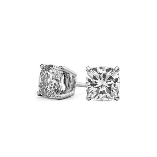 Cushion Basket 4.00 CT F VS1 Lab Grown Diamond Studs in 14K &18K Gold (IGI)