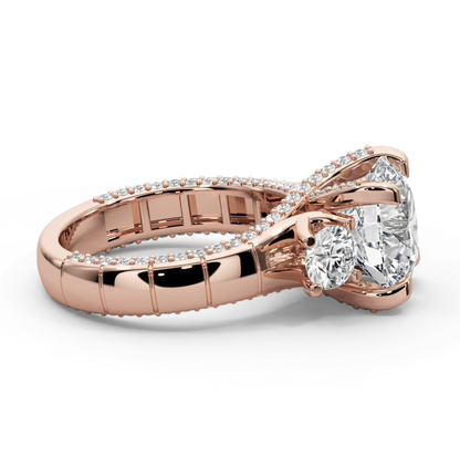 Round Cut 7.00 CT Lab Diamond Ring | F VS1 Center | 14K Gold | IGI Certified