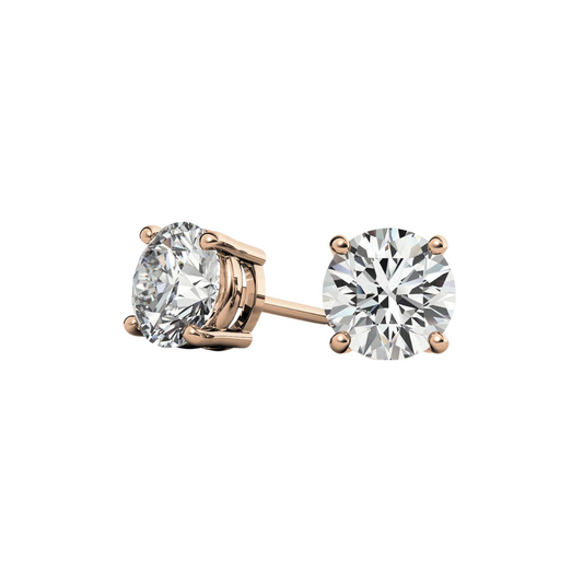 Round Basket 4.00 CT F VS1 Lab Grown Diamond Stud Earrings in 14K & 18K Gold (IGI)