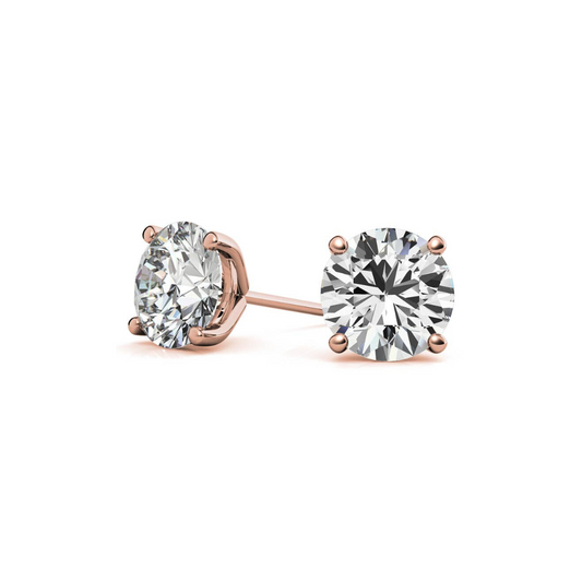Lab Grown Round Martini Diamond Studs 4 Carat F VS1 in Gold (IGI)