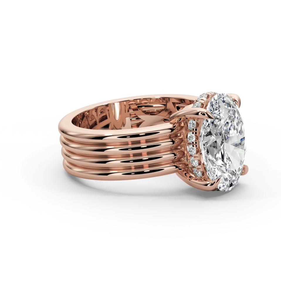 Oval Cut 3.30 CT F VS2 Lab Diamond Ring in 14K Gold  (IGI Certified)