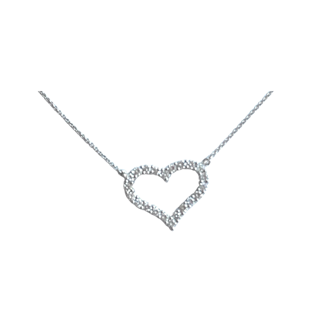 Round Cut 1.71 CT Natural Diamond Heart Necklace 14k White Gold (IGI)