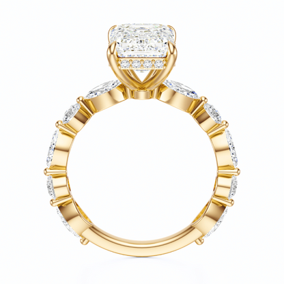 Emerald Cut 3.10 CT F VS2 Lab Grown Diamond Ring in Gold (IGI)