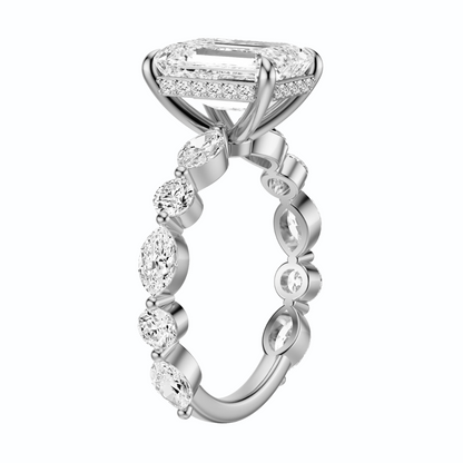 Emerald Cut 3.10 CT F VS2 Lab Grown Diamond Ring in Gold (IGI)