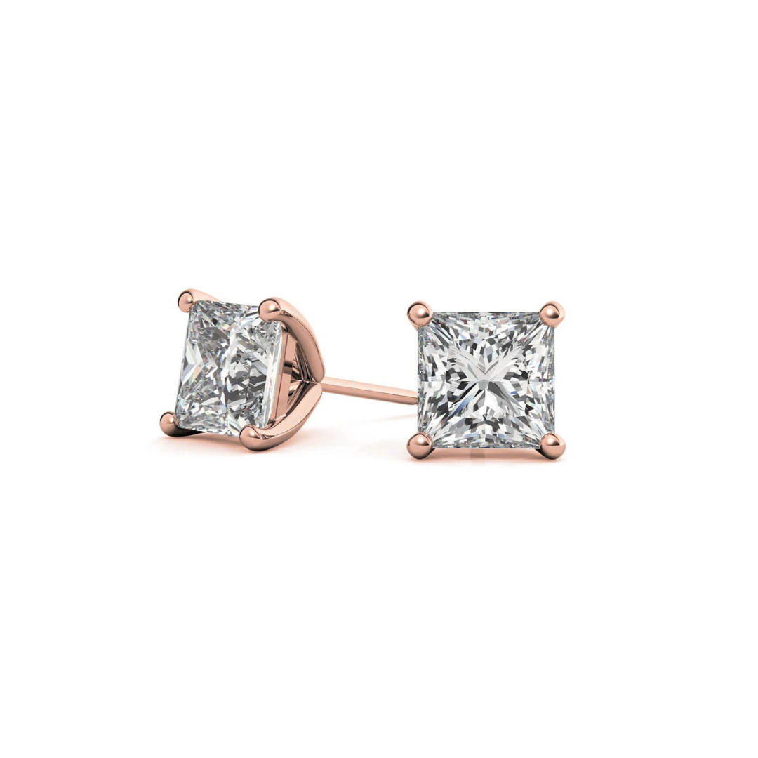 Princess Martini 5.00 CT F VS1 Lab Grown Diamond Studs in 14K &18K Gold (IGI)