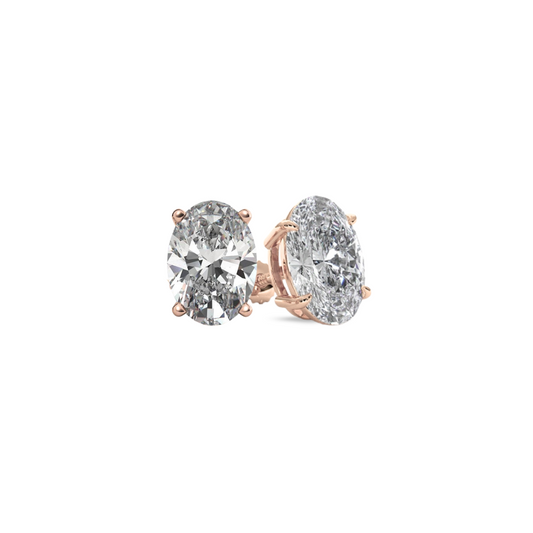 Oval Basket 5.00 CT F VS1 Lab Grown Diamond Studs in 14K & 18K Gold (IGI)