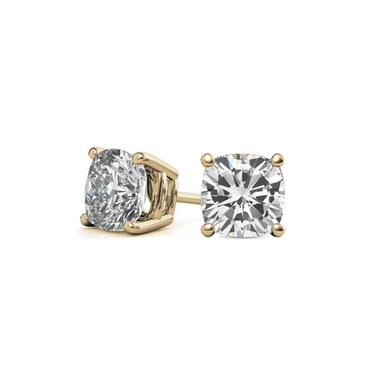 Cushion Basket 5.00 CT F VS1 Lab Grown Diamond Studs in 14K & 18K Gold (IGI)