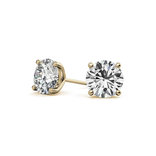 Lab Grown Round Martini Diamond Studs 5 Carat F VS1 in Gold (IGI)