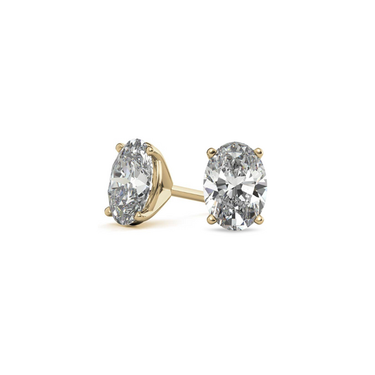 Oval Martini 5.00 CT F VS1 Lab Grown Diamond Studs in 14K & 18K Gold (IGI)