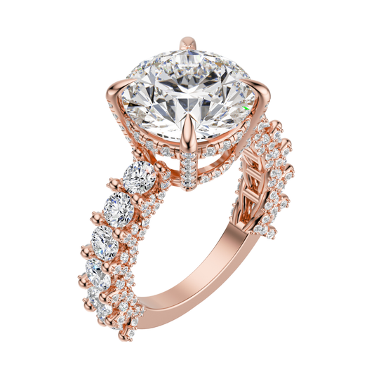 Round Cut 6.00 CT F VS2 Lab Grown Diamond Ring in Gold (IGI)