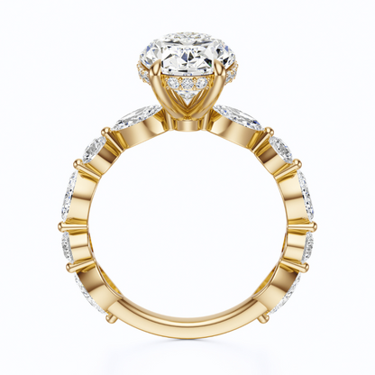 Oval Cut 3.10 CT F VS2 Lab Grown Diamond Ring in Gold (IGI)
