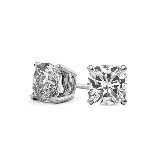 Cushion Basket 6.00 CT F VS1 Lab Grown Diamond Studs in 14K & 18K Gold (IGI)