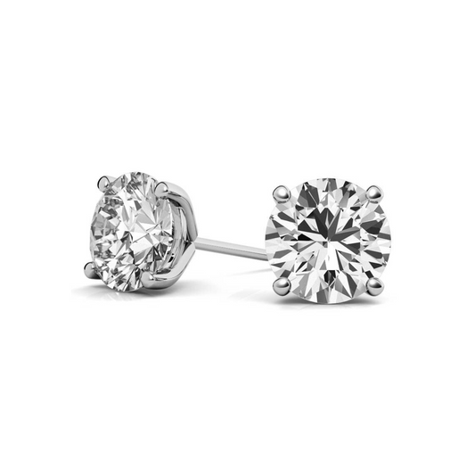 Lab Grown Round Martini Diamond Studs 6 Carat F VS1 in Gold (IGI)