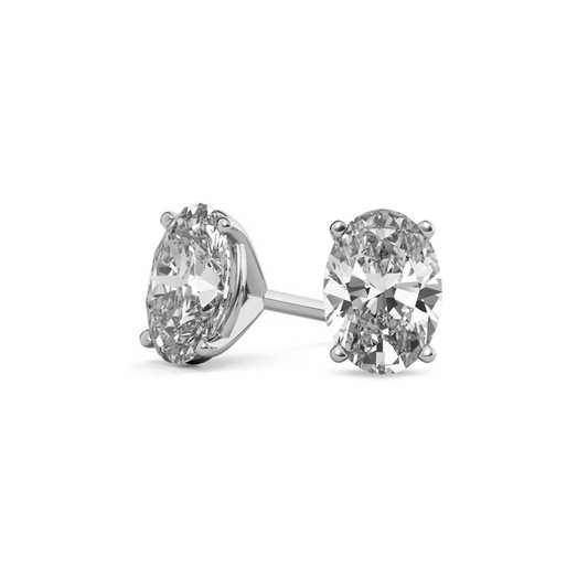 Oval Martini 6.00 CT F VS1 Lab Grown Diamond Studs in 14K & 18K Gold (IGI)