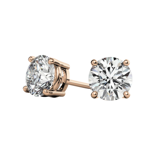 Round Basket 6.00 CT F VS1 Lab Grown Diamond Stud Earrings in 14K & 18K Gold (IGI)
