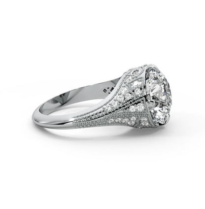 Round Cut 5.50 CT F VS2 Lab Diamond Ring in 14K Gold  (IGI Certified)