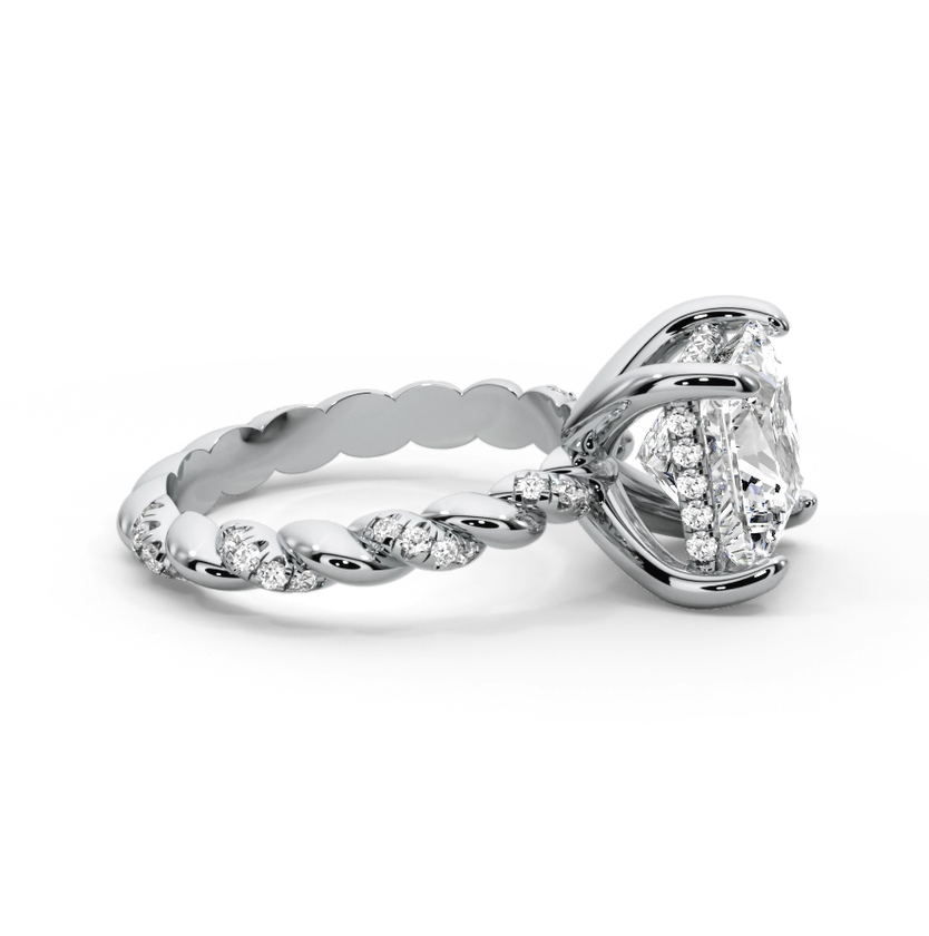 Princess Cut 4.40 CT Lab Diamond Ring in 14K Gold | IGI Certified