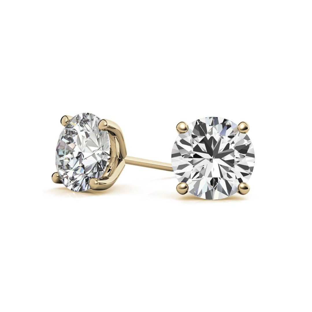 Lab Grown Round Martini Diamond Studs 6 Carat F VS1 in Gold (IGI)