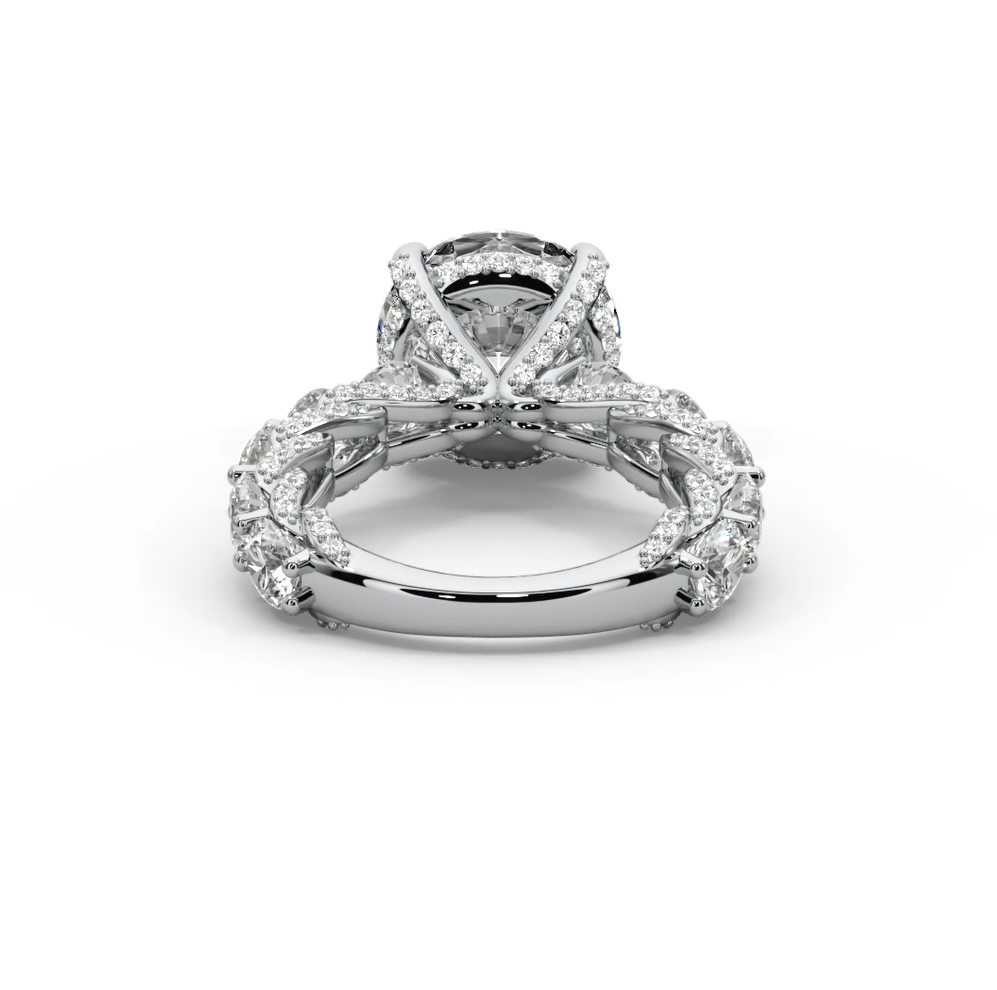 Round Cut 10 CT F VS2 Lab Diamond Ring in 14K Gold  (IGI Certified)