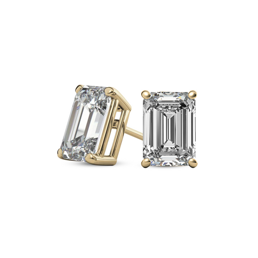 Emerald Basket 6.00 CT F VS1 Lab Grown Diamond Studs in 14K & 18K Gold (IGI)