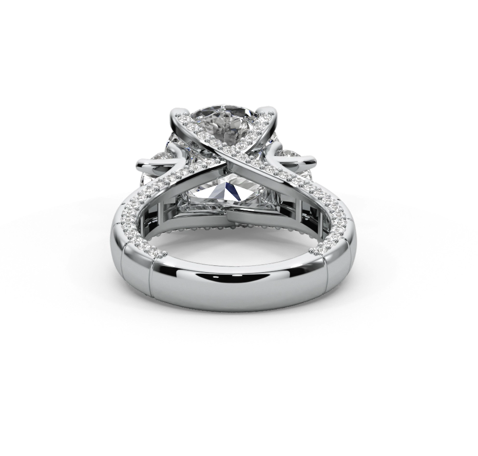 Round Cut 7.00 CT Lab Diamond Ring | F VS1 Center | 14K Gold | IGI Certified