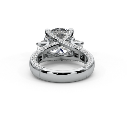 Round Cut 7.00 CT Lab Diamond Ring | F VS1 Center | 14K Gold | IGI Certified