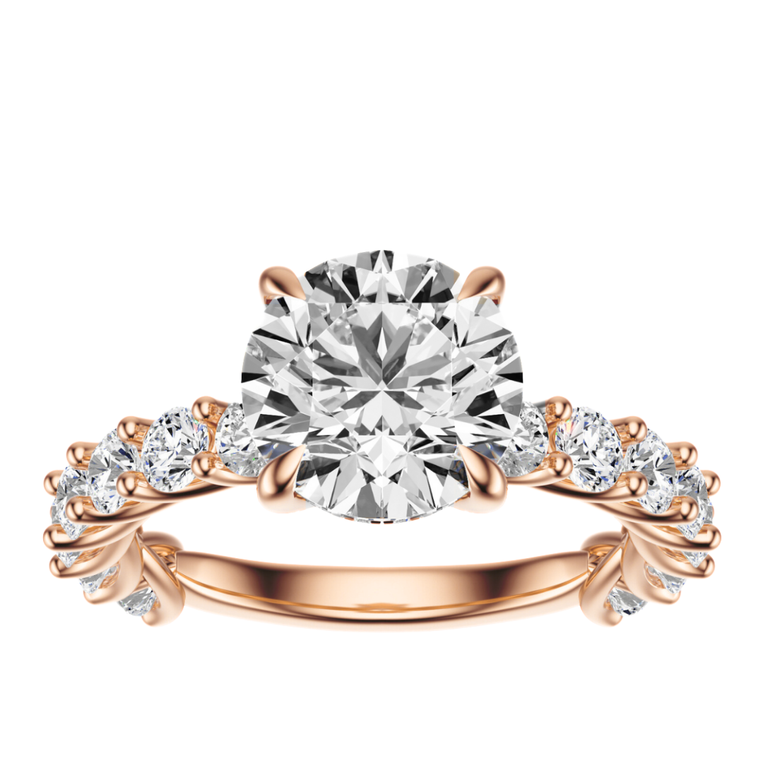 Round Cut 3.00 CT F VS2 Lab Grown Diamond Ring in Gold (IGI)
