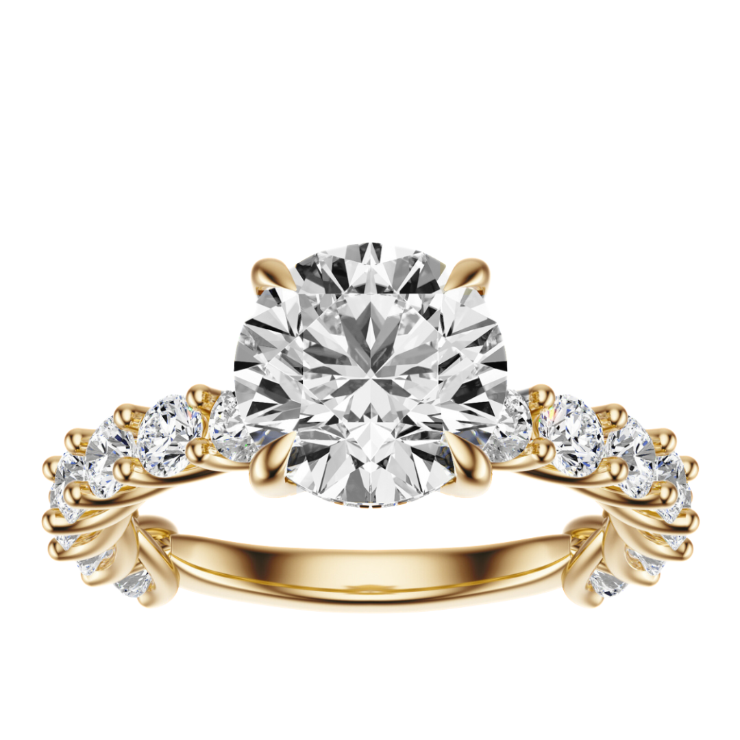 Round Cut 3.00 CT F VS2 Lab Grown Diamond Ring in Gold (IGI)