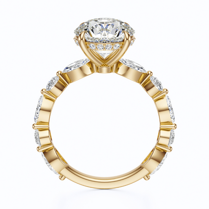 Round Cut 3.10 CT F VS2 Lab Grown Diamond Ring in Gold (IGI)