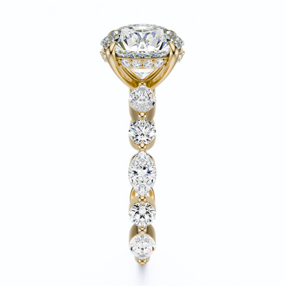 Round Cut 3.10 CT F VS2 Lab Grown Diamond Ring in Gold (IGI)