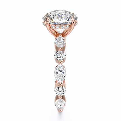 Round Cut 3.10 CT F VS2 Lab Grown Diamond Ring in Gold (IGI)
