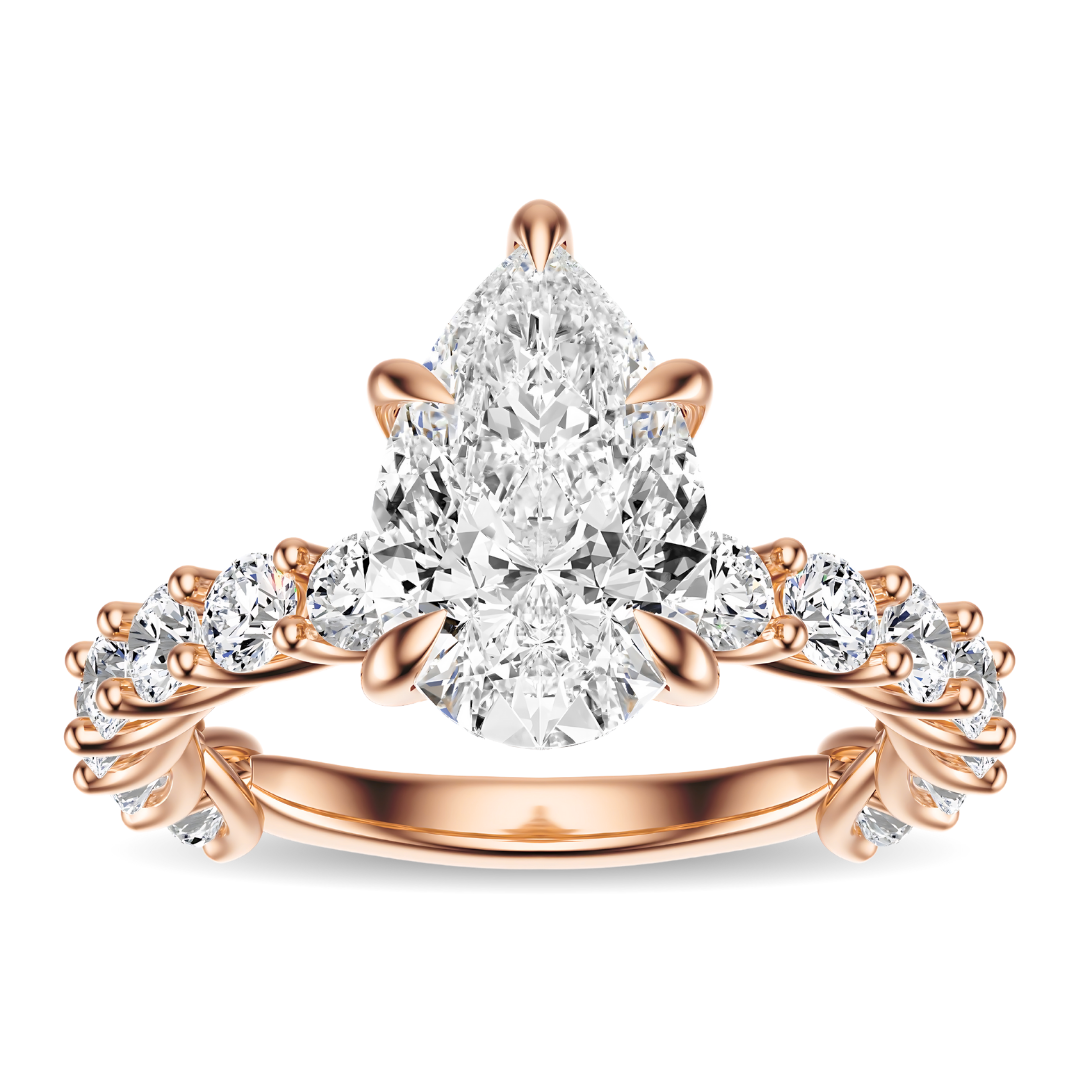 Pear Cut 3.00 CT F VS2 Lab Grown Diamond Ring in Gold (IGI)
