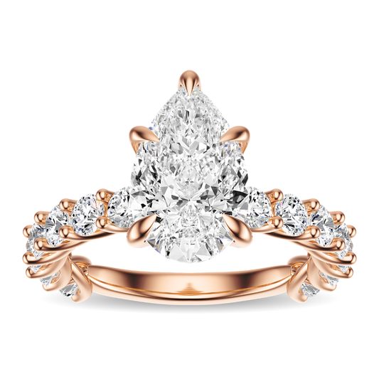 Pear Cut 3.00 CT F VS2 Lab Grown Diamond Ring in Gold (IGI)