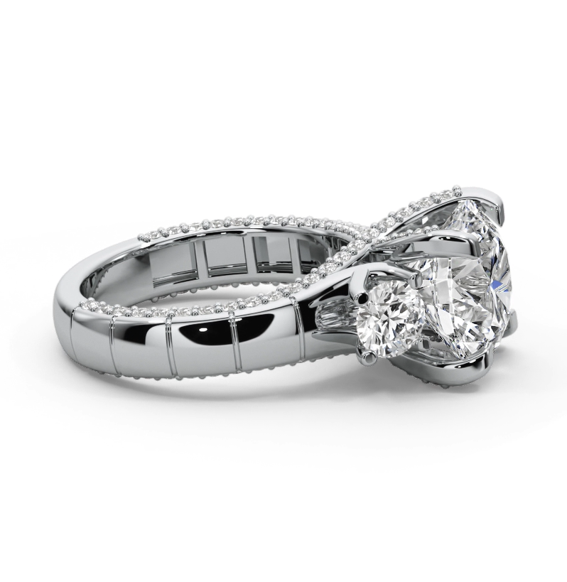 Round Cut 7.00 CT Lab Diamond Ring | F VS1 Center | 14K Gold | IGI Certified