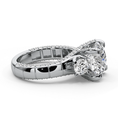 Round Cut 7.00 CT Lab Diamond Ring | F VS1 Center | 14K Gold | IGI Certified