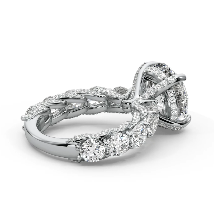 Round Cut 10 CT F VS2 Lab Diamond Ring in 14K Gold  (IGI Certified)
