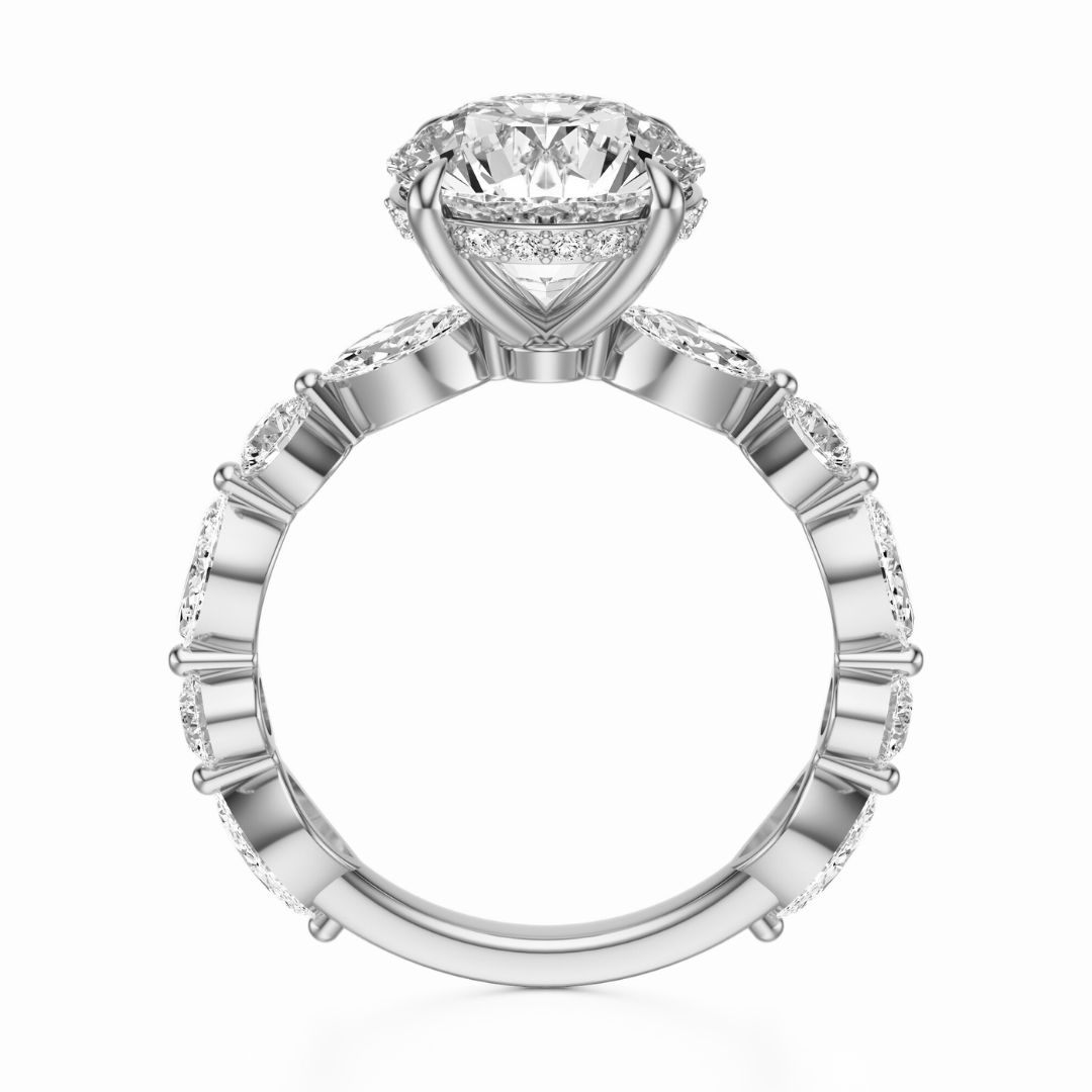 Round Cut 3.10 CT F VS2 Lab Grown Diamond Ring in Gold (IGI)