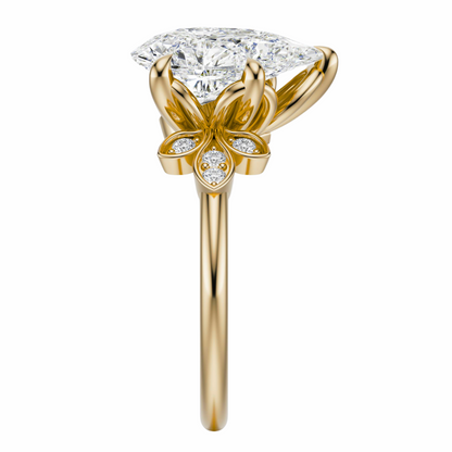 Pear Cut 2.10 CT F VS2 Lab Grown Diamond Ring in Gold (IGI)