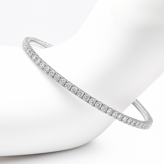 Round cut 4.05CTNatural Diamond Bangle Bracelet 14K White Gold (IGI)