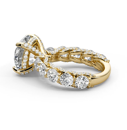 Round Cut 10 CT F VS2 Lab Diamond Ring in 14K Gold  (IGI Certified)