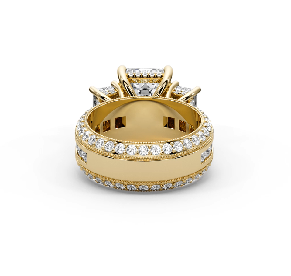 Emerald & Round 7.50 CT Lab Diamond Ring | 14K Gold (IGI Certified)
