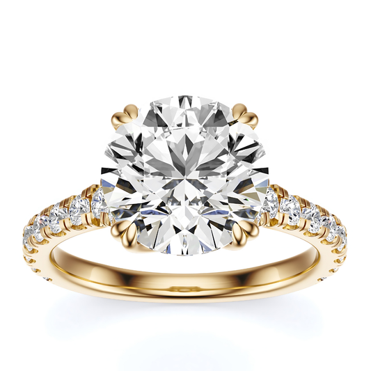 Rround Cut 2.50 CT F VS2 Lab Grown Diamond Ring in Gold (IGI)