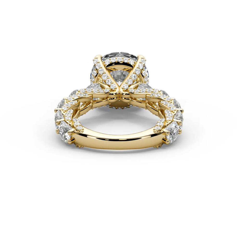 Round Cut 10 CT F VS2 Lab Diamond Ring in 14K Gold  (IGI Certified)