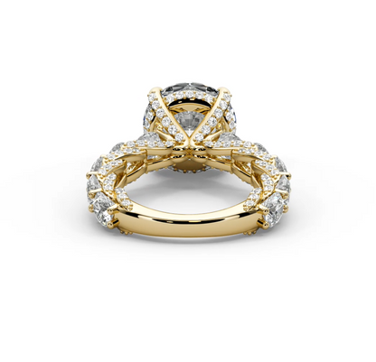 Round Cut 10 CT F VS2 Lab Diamond Ring in 14K Gold  (IGI Certified)
