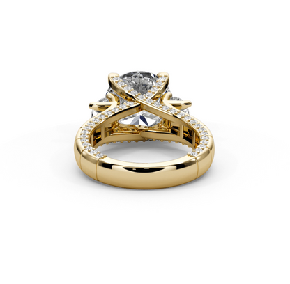 Round Cut 7.00 CT Lab Diamond Ring | F VS1 Center | 14K Gold | IGI Certified