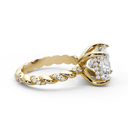 Princess Cut 4.40 CT Lab Diamond Ring in 14K Gold | IGI Certified