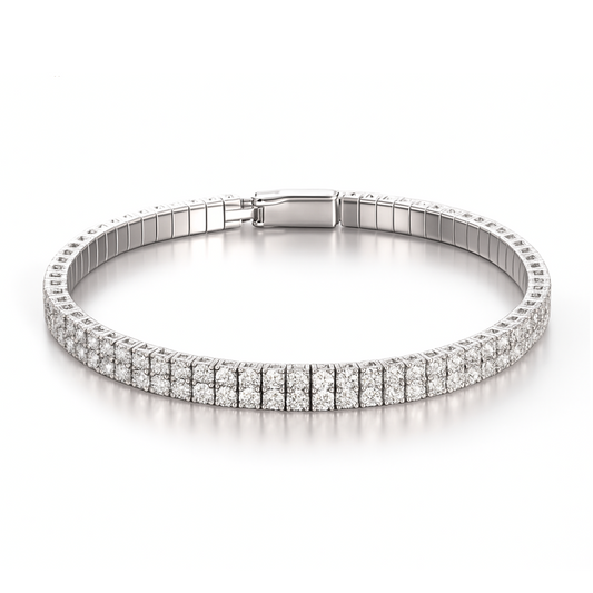 Round cut 3.42 CT Natural Diamond Bangle Bracelet 14K White Gold (IGI)