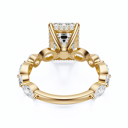 Emerald Cut 3.10 CT F VS2 Lab Grown Diamond Ring in Gold (IGI)