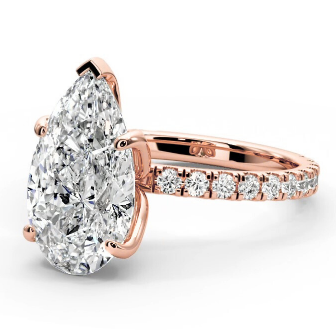 Pear Cut 2.50 CT F VS2 Lab Diamond Ring in 14K Gold  (IGI Certified)