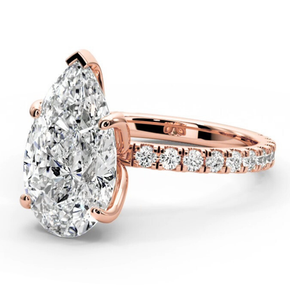 Pear Cut 2.50 CT F VS2 Lab Diamond Ring in 14K Gold  (IGI Certified)